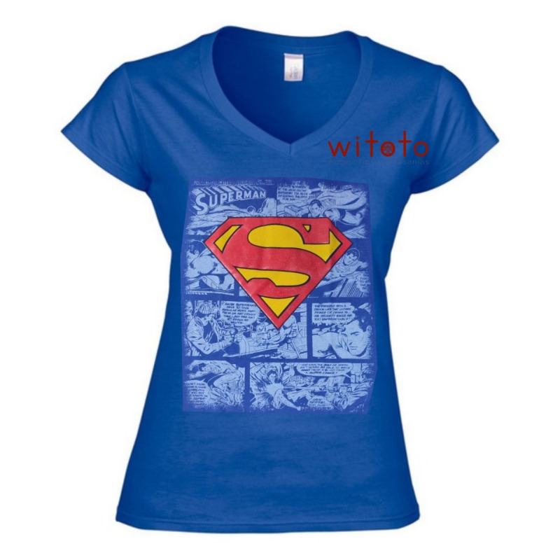 CAMISETA DAMA COMIC SUPERMAN AZUL